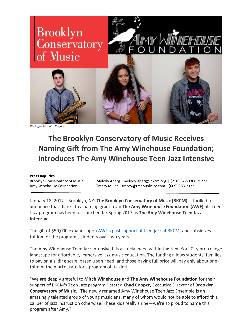 Brooklyn Conservatory's Teen Jazz
