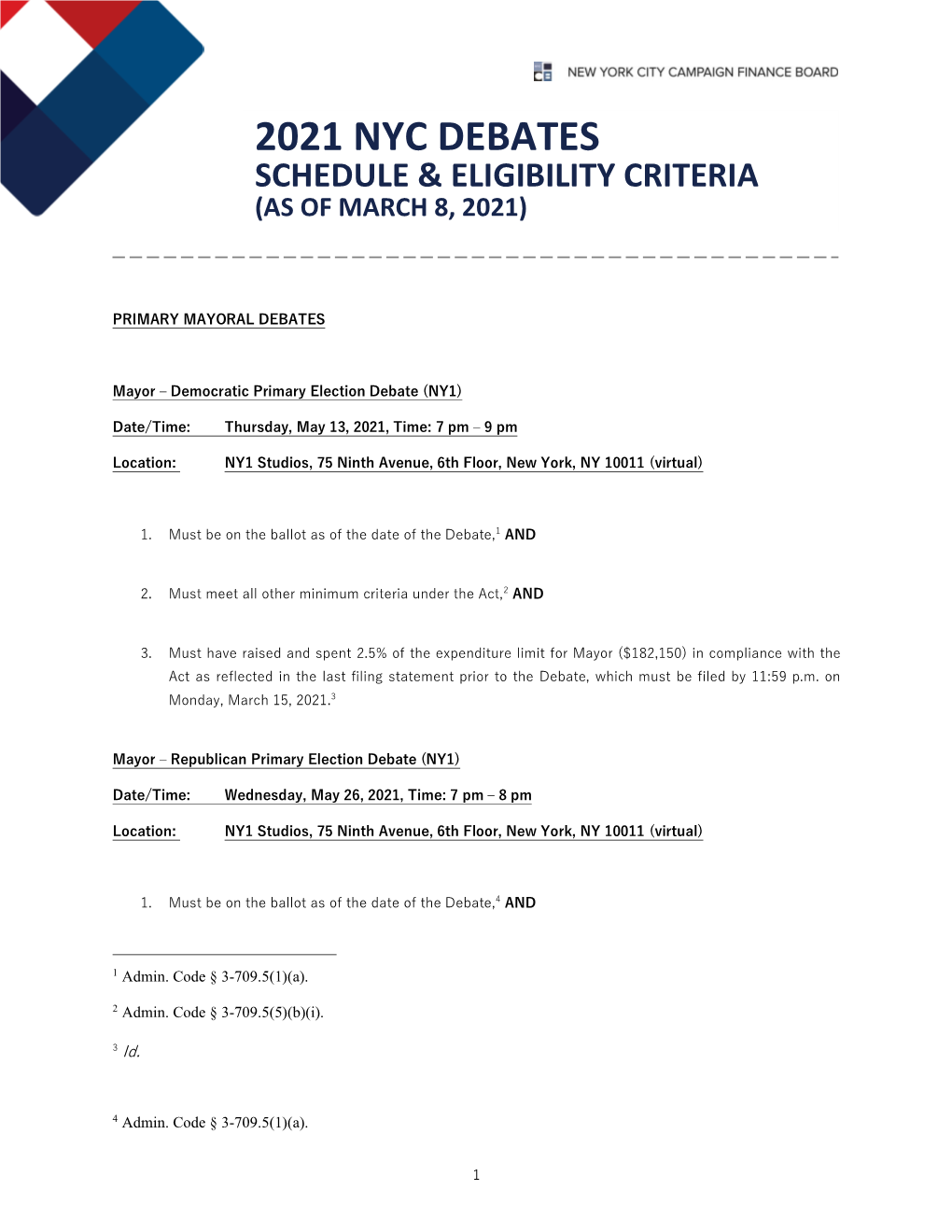 2021 Nyc Debates Schedule & Eligibility Criteria (As of March 8, 2021)