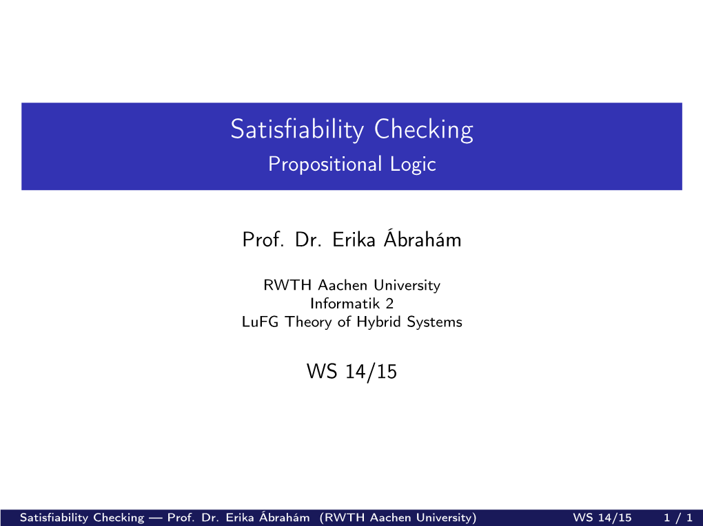 Satisfiability Checking