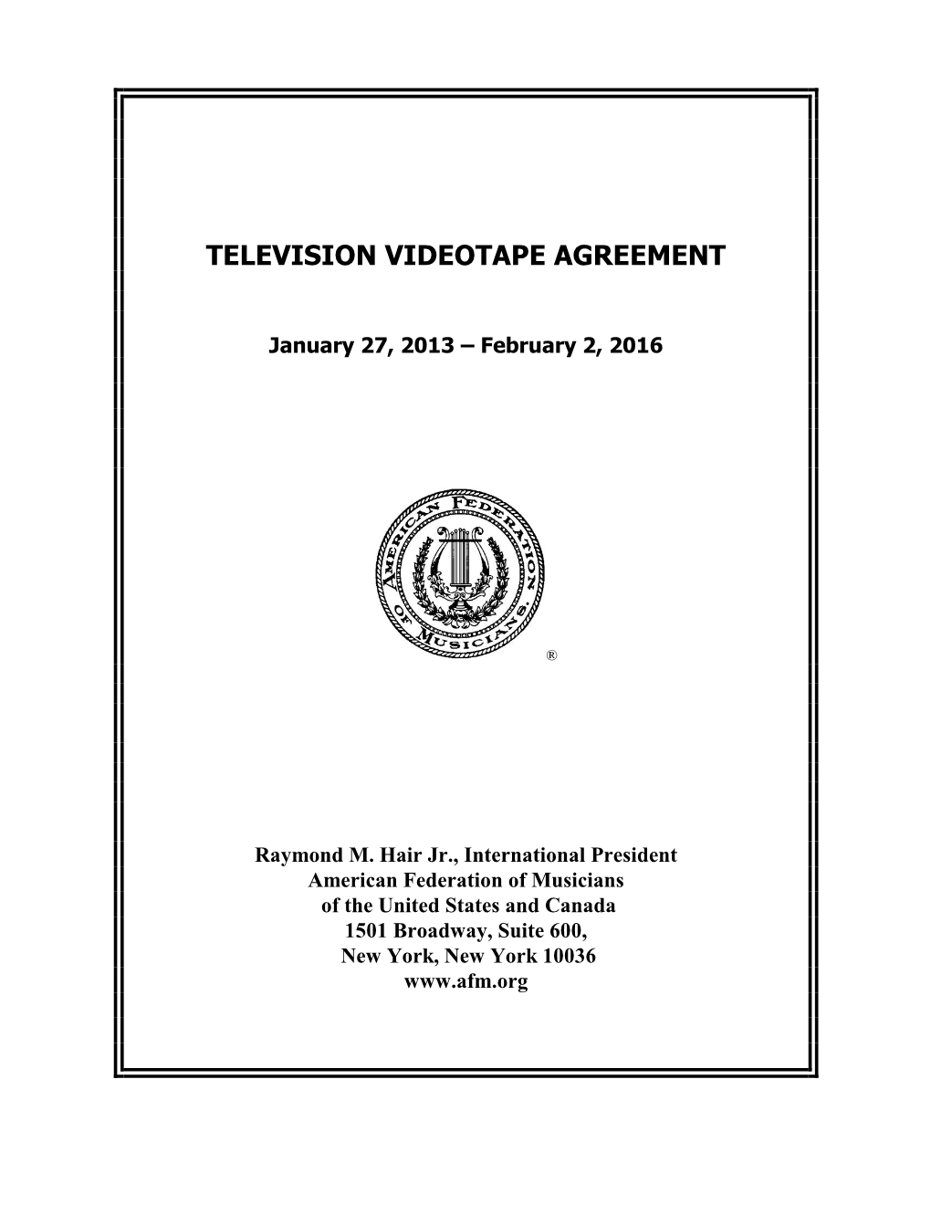 TV Videotape Agreement (PDF)