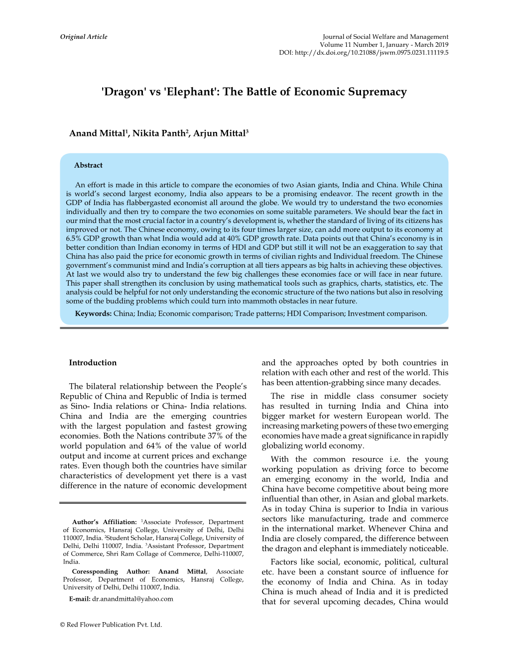 The Battle of Economic Su Remacy