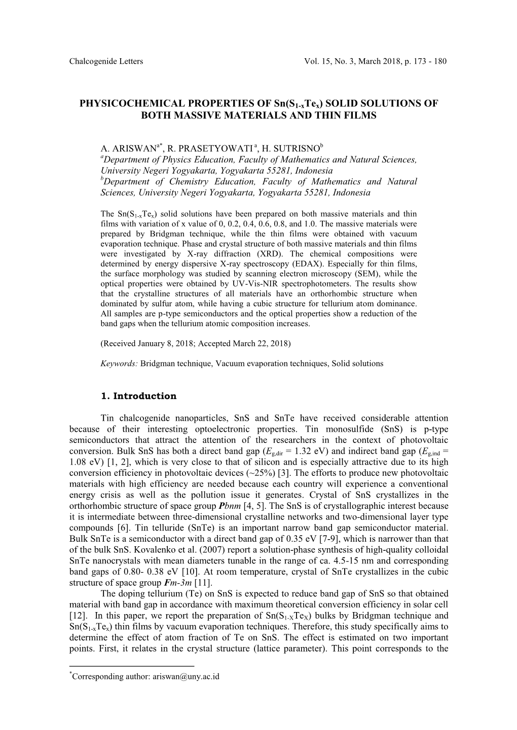 Solid Solutions of Both Massive Materials and Thin Films