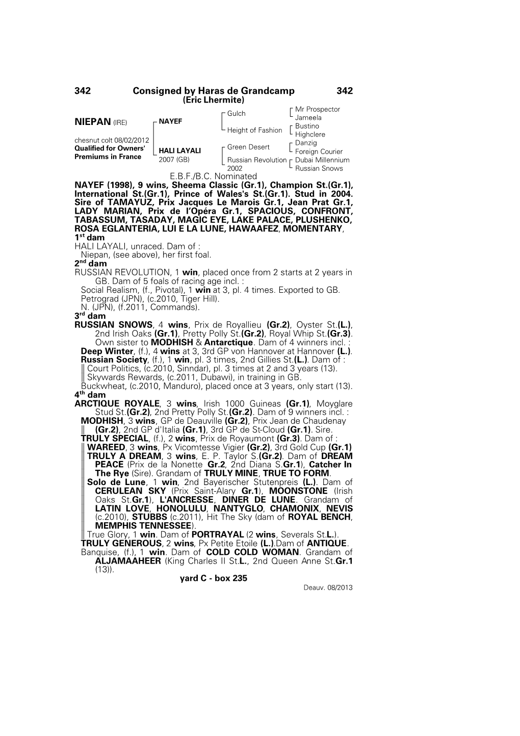 342 Consigned by Haras De Grandcamp 342 NIEPAN (IRE)