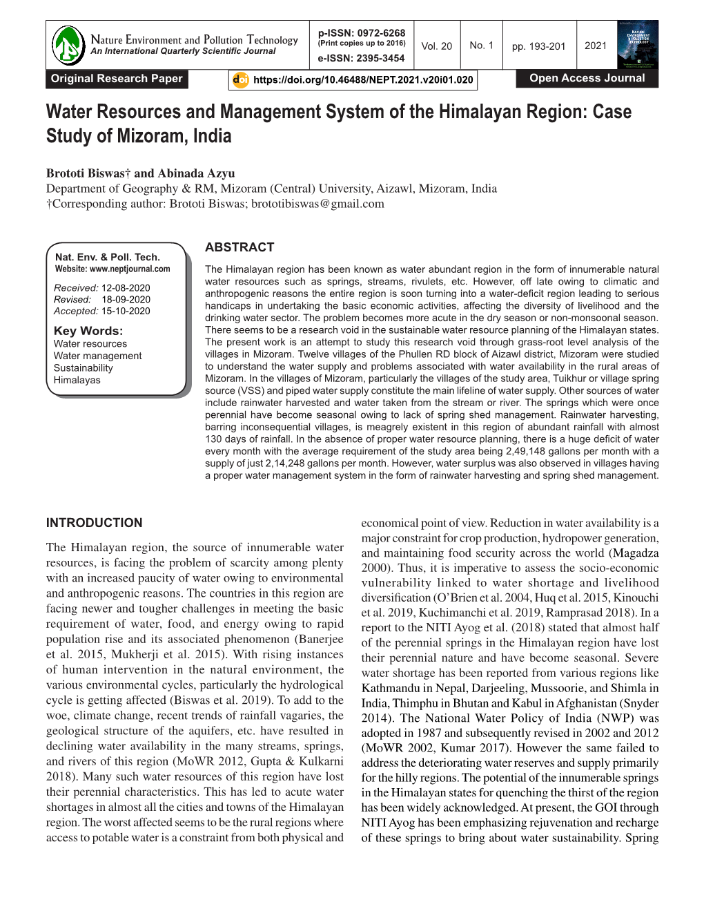 Case Study of Mizoram, India