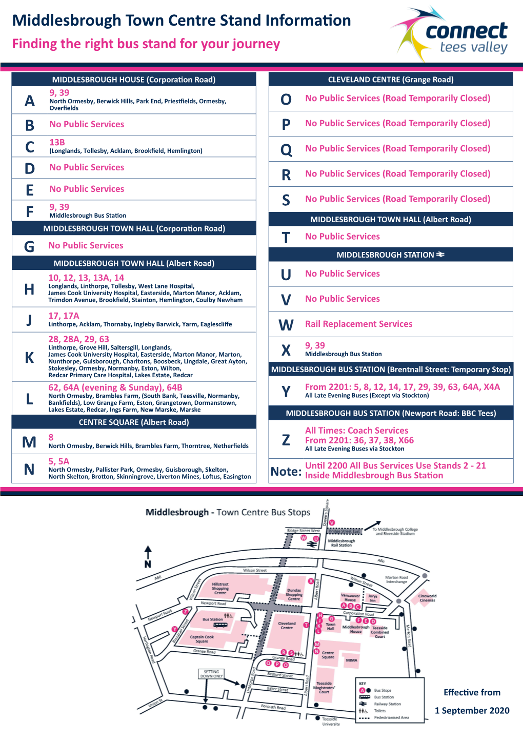 Middlesbrough Town Centre Stand Information M 8 N H K L