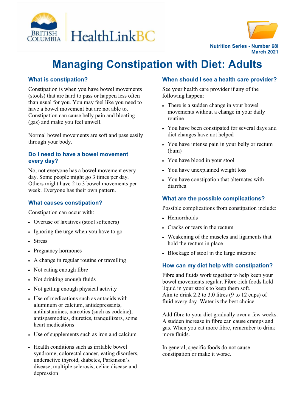 Managing Constipation with Diet: Adults