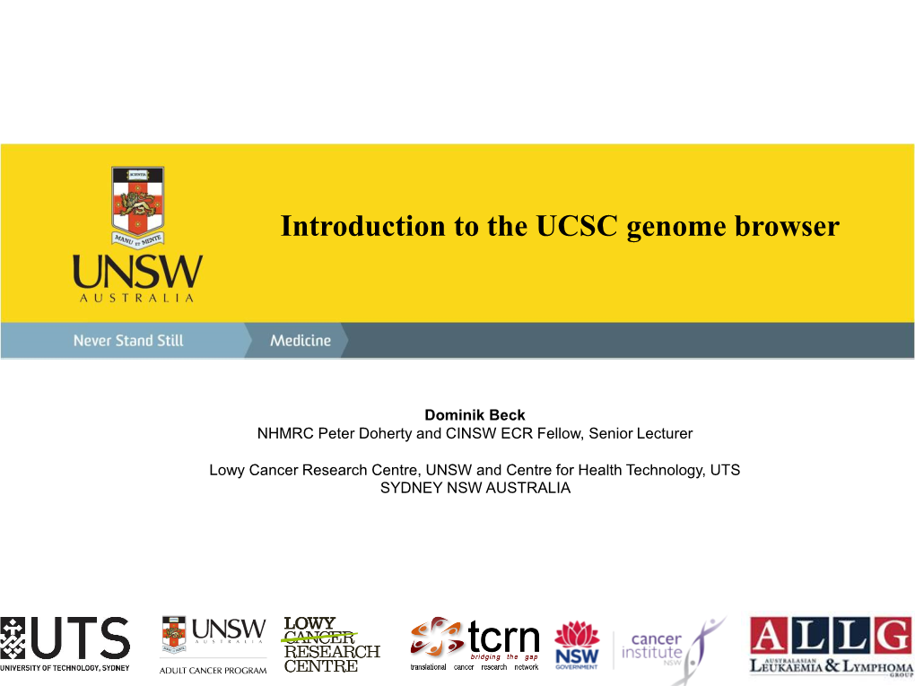 Introduction to the UCSC Genome Browser