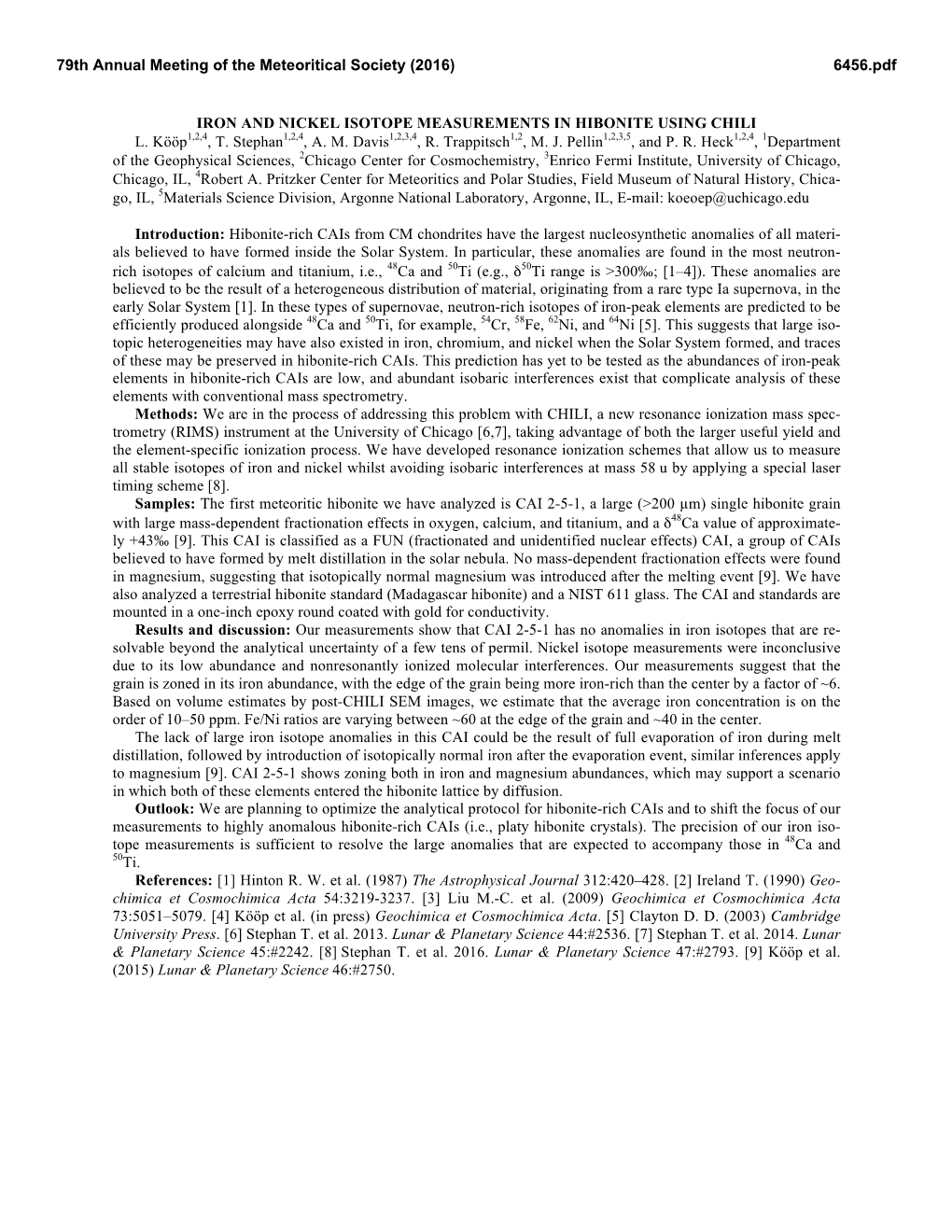 Iron and Nickel Isotope Measurements in Hibonite Using Chili L