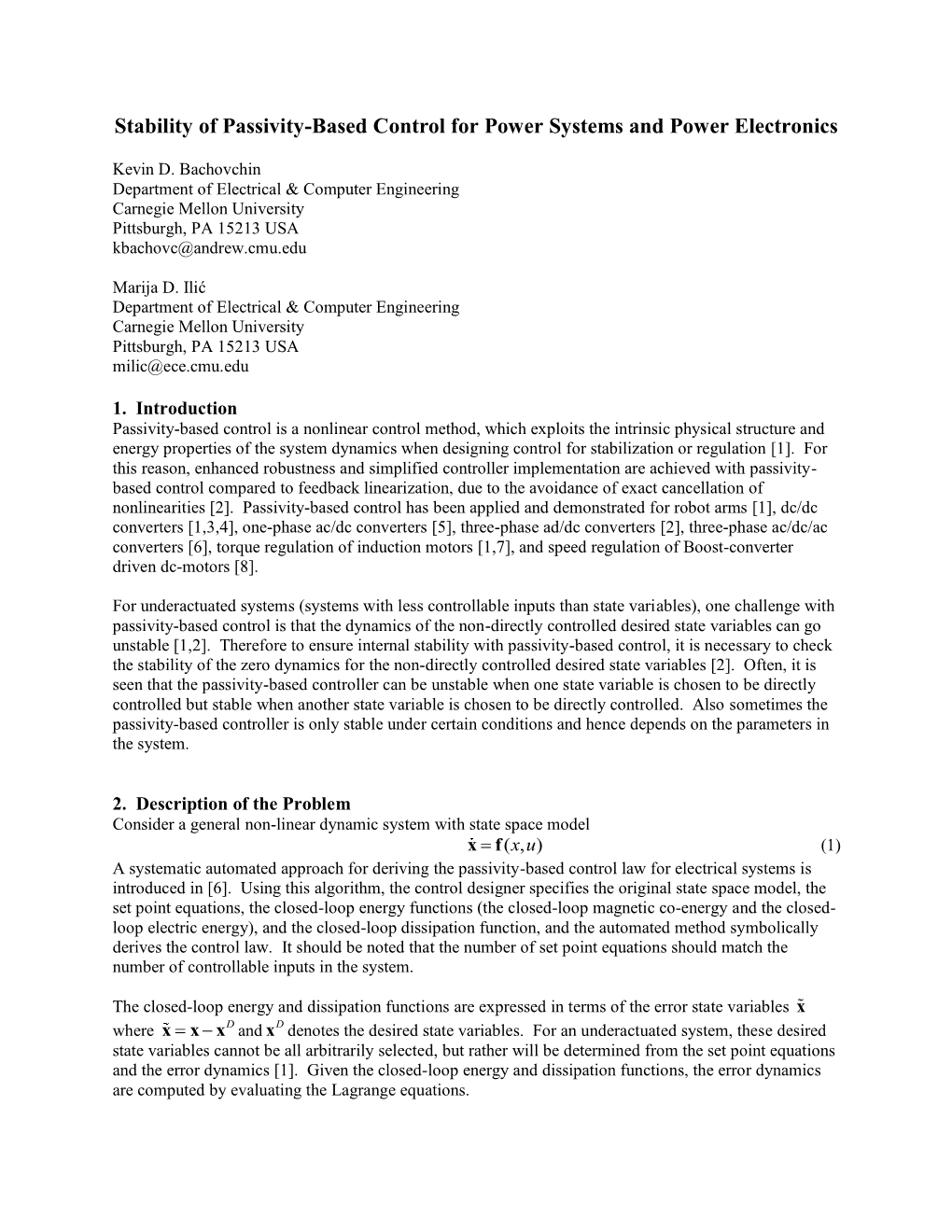 Stability of Passivity-Based Control for Power Systems and Power Electronics