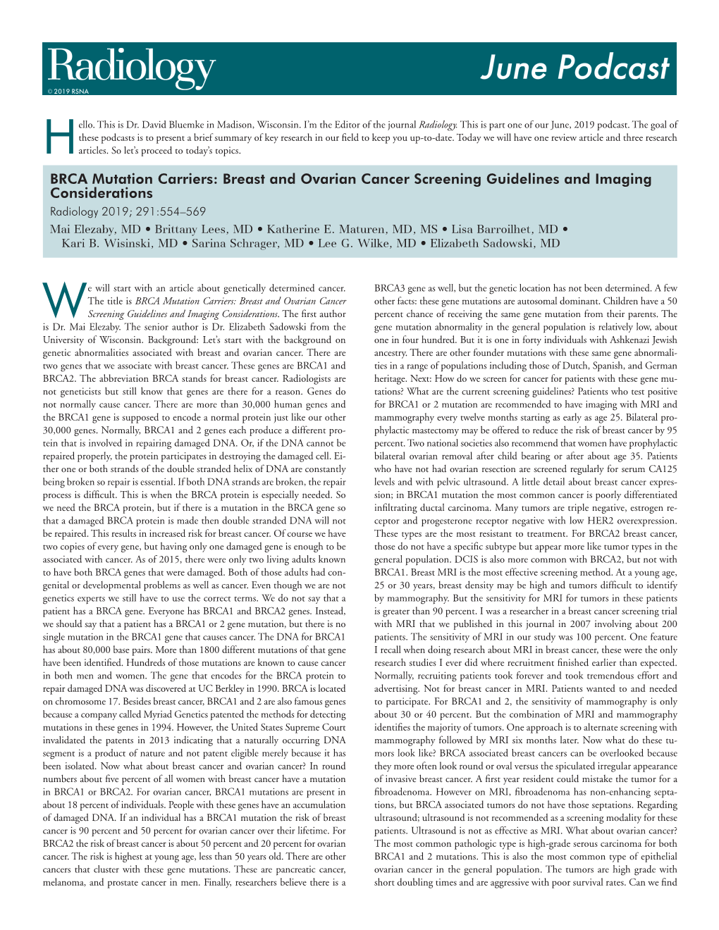 BRCA Mutation Carriers: Breast and Ovarian Cancer Screening