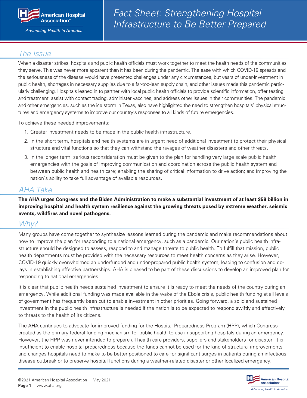 Fact Sheet: Strengthening Hospital Infrastructure to Be Better Prepared