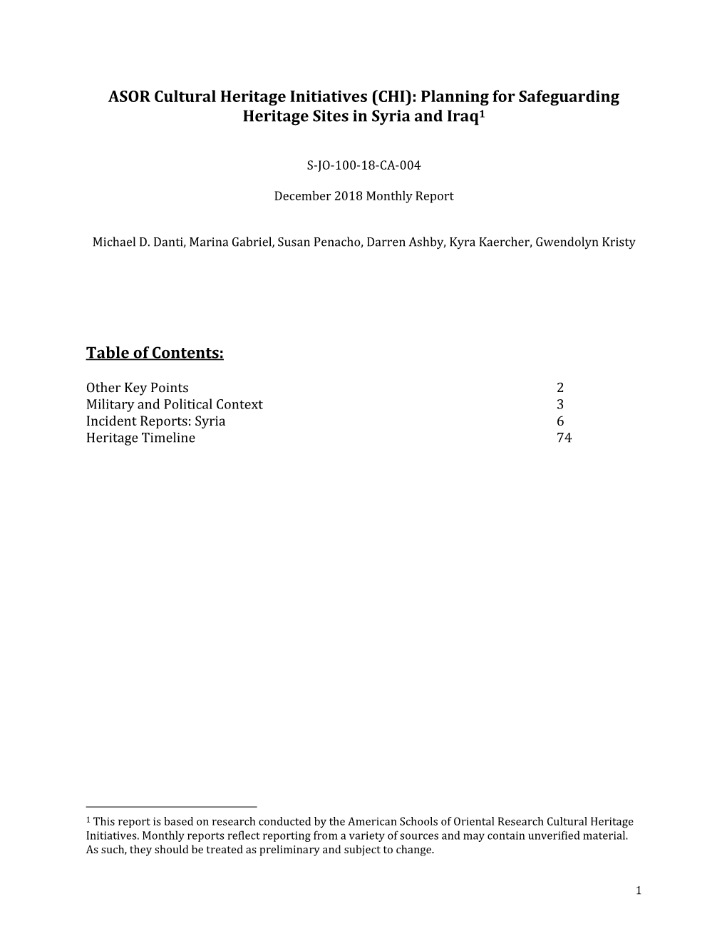 ASOR Cultural Heritage Initiatives (CHI): Planning for Safeguarding Heritage Sites in Syria and Iraq1