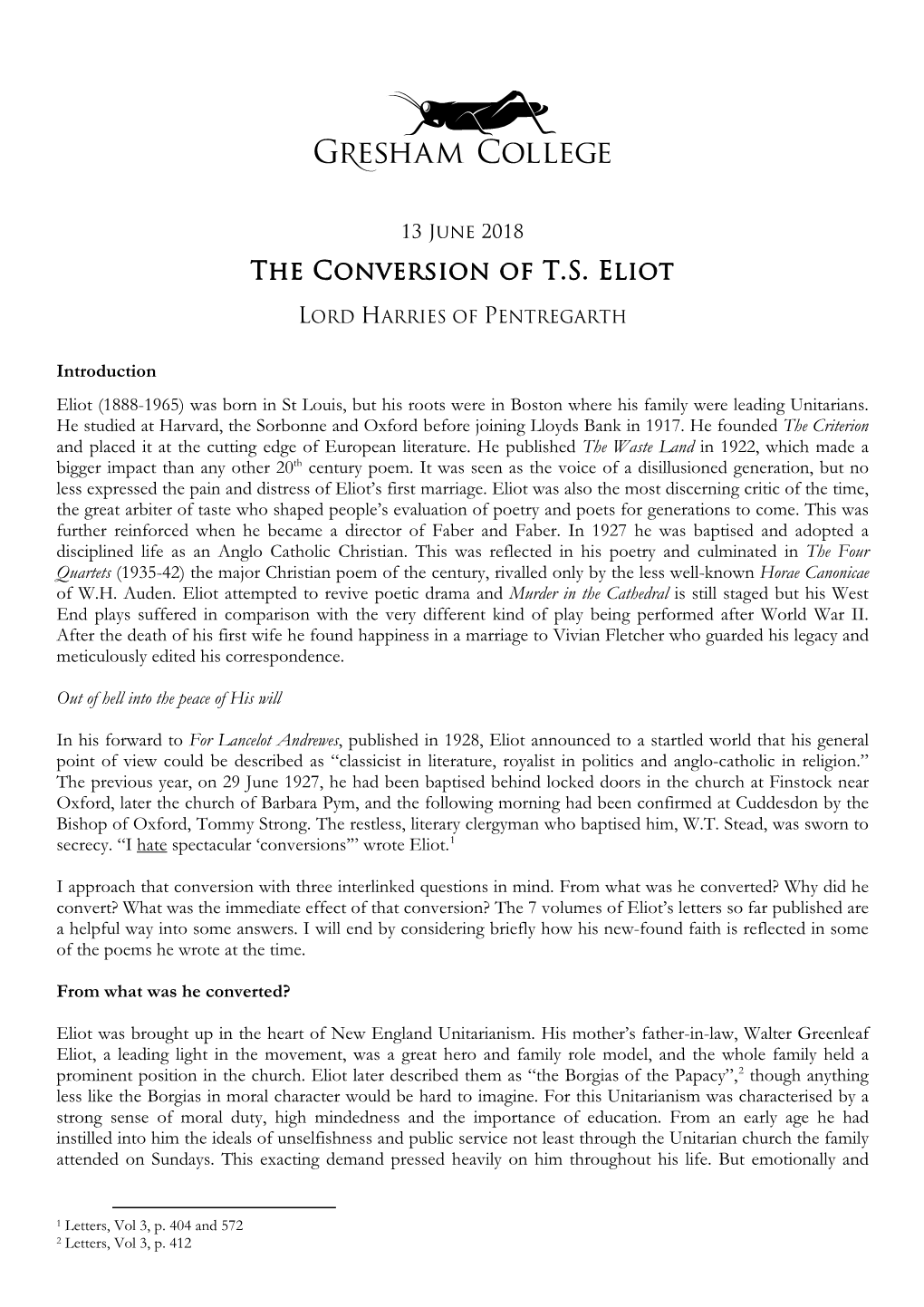 The Conversion of T.S. Eliot