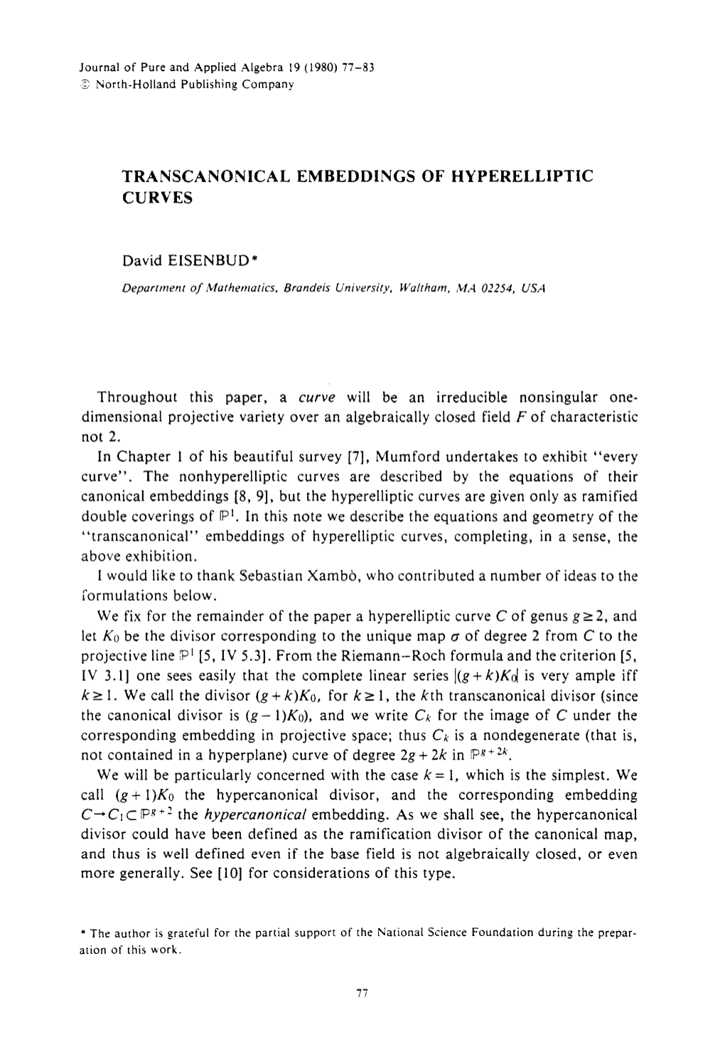 C- CI C WC 2 the Hypercanonical Embedding