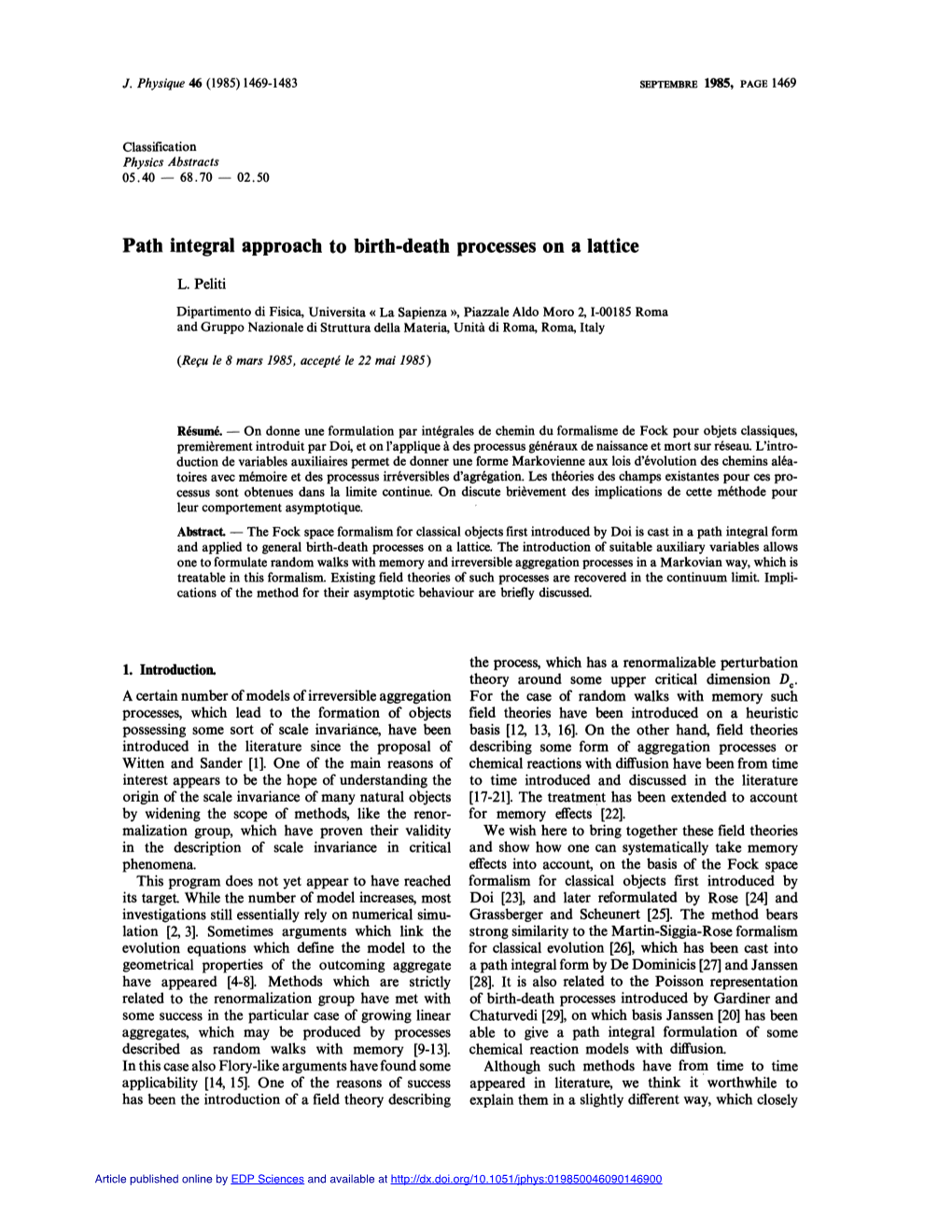 Path Integral Approach to Birth-Death Processes on a Lattice for Memory Effects [22]