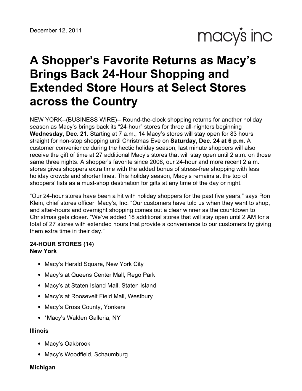A Shopper's Favorite Returns As Macy's Brings Back 24-Hour