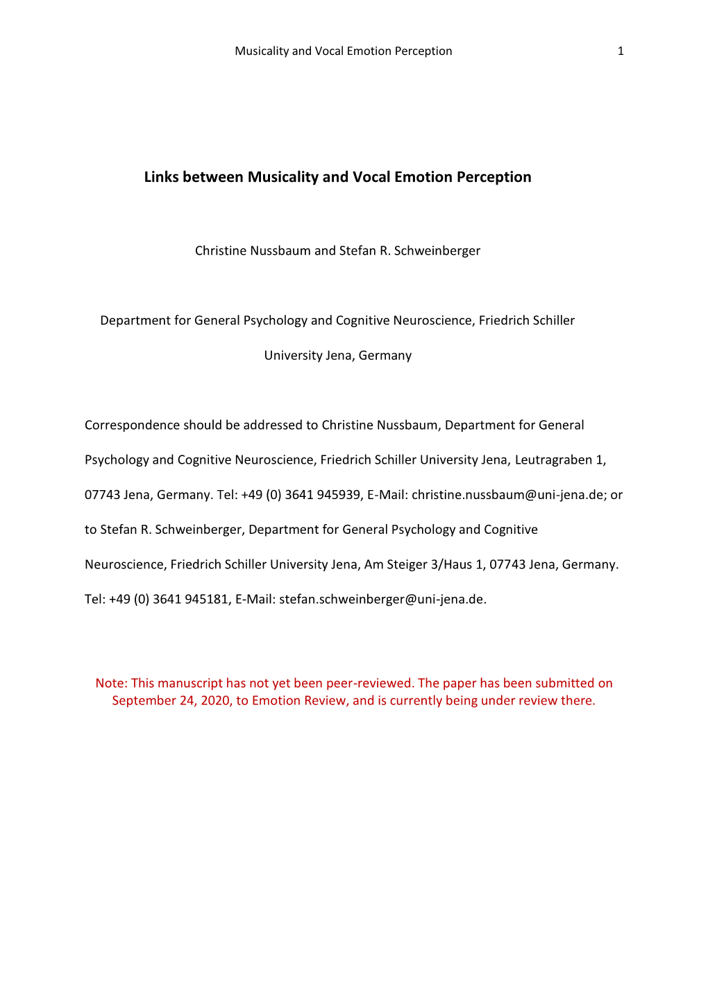 Links Between Musicality and Vocal Emotion Perception