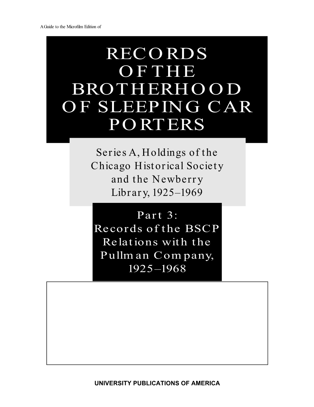 Records of the Brotherhood of Sleeping Car Porters