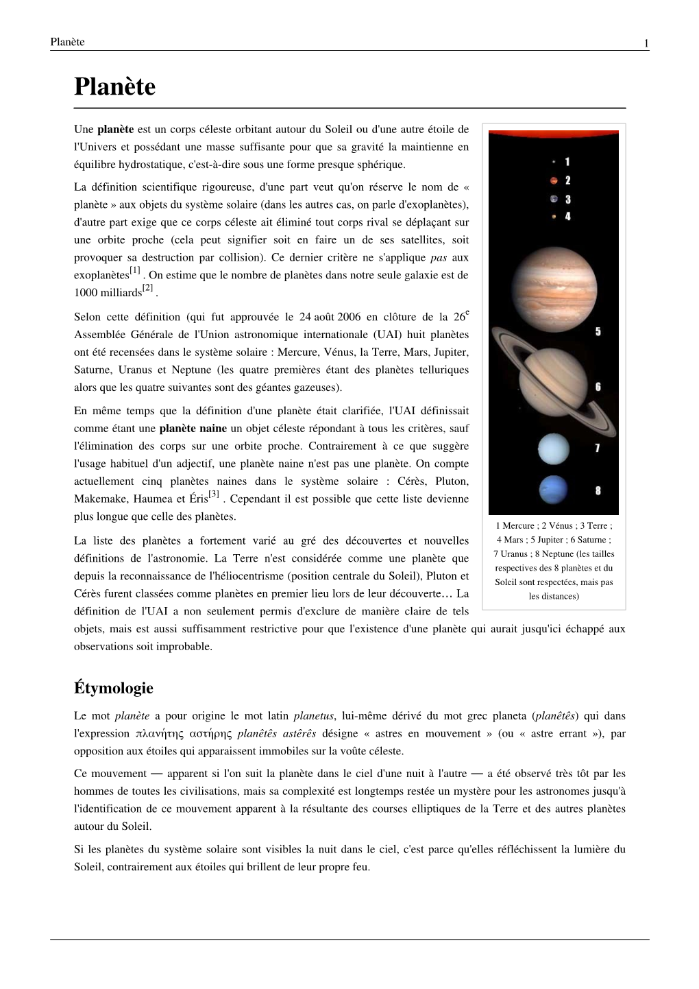 Planète 1 Planète