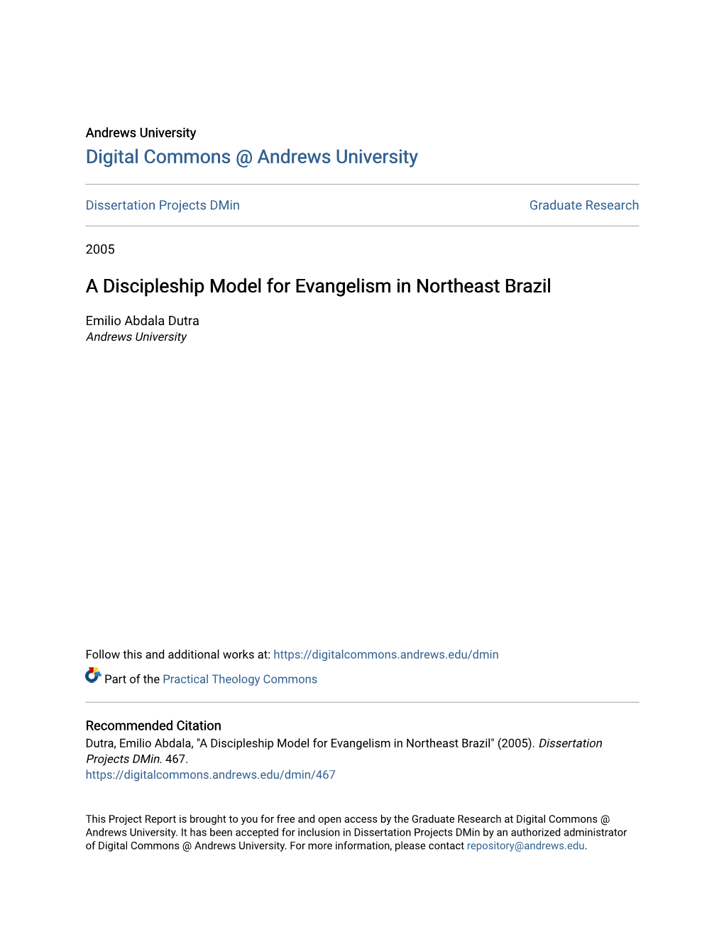 A Discipleship Model for Evangelism in Northeast Brazil