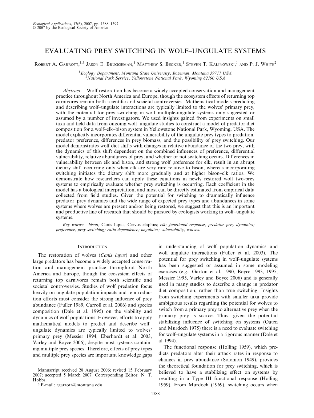 Evaluating Prey Switching in Wolf–Ungulate Systems