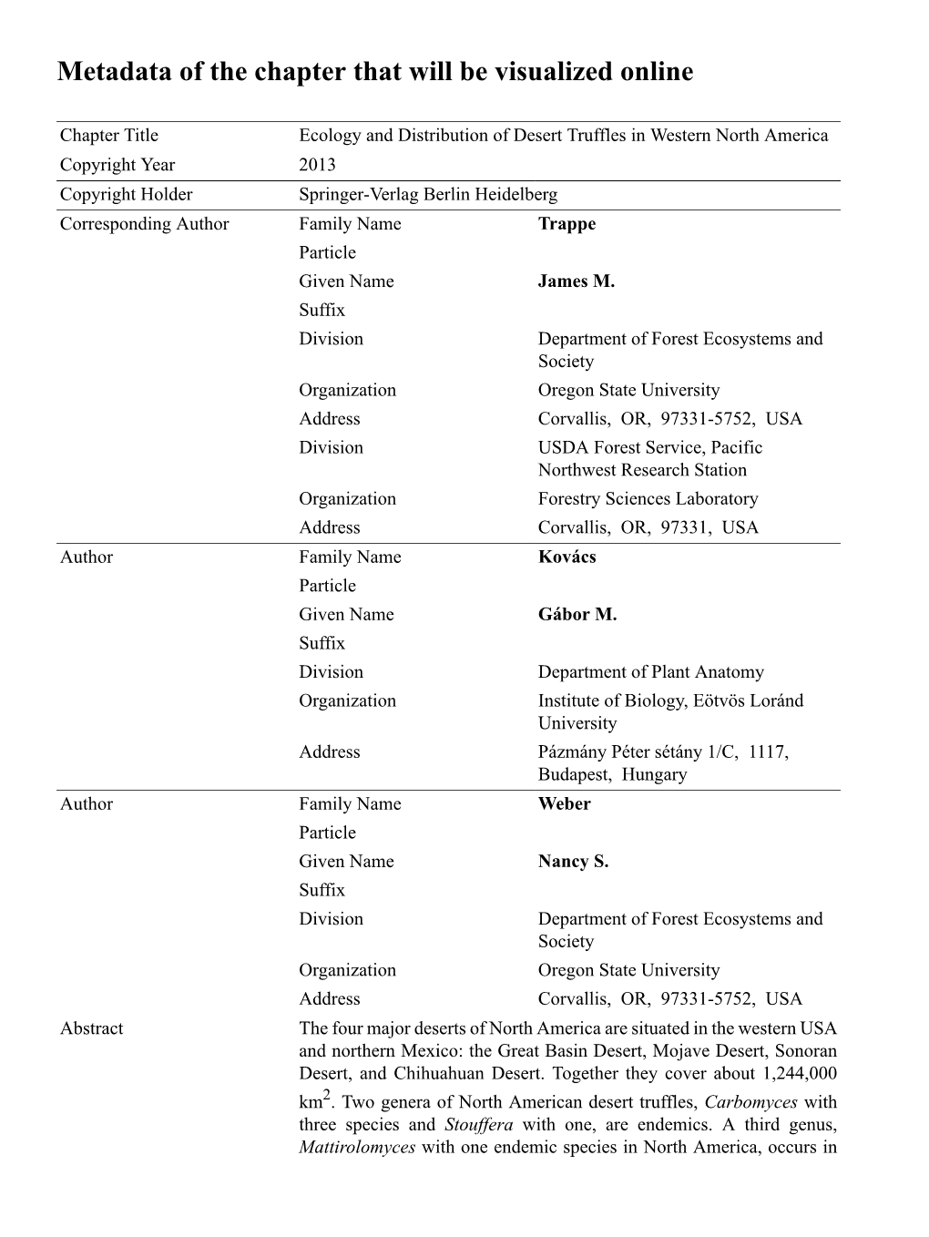 Metadata of the Chapter That Will Be Visualized Online