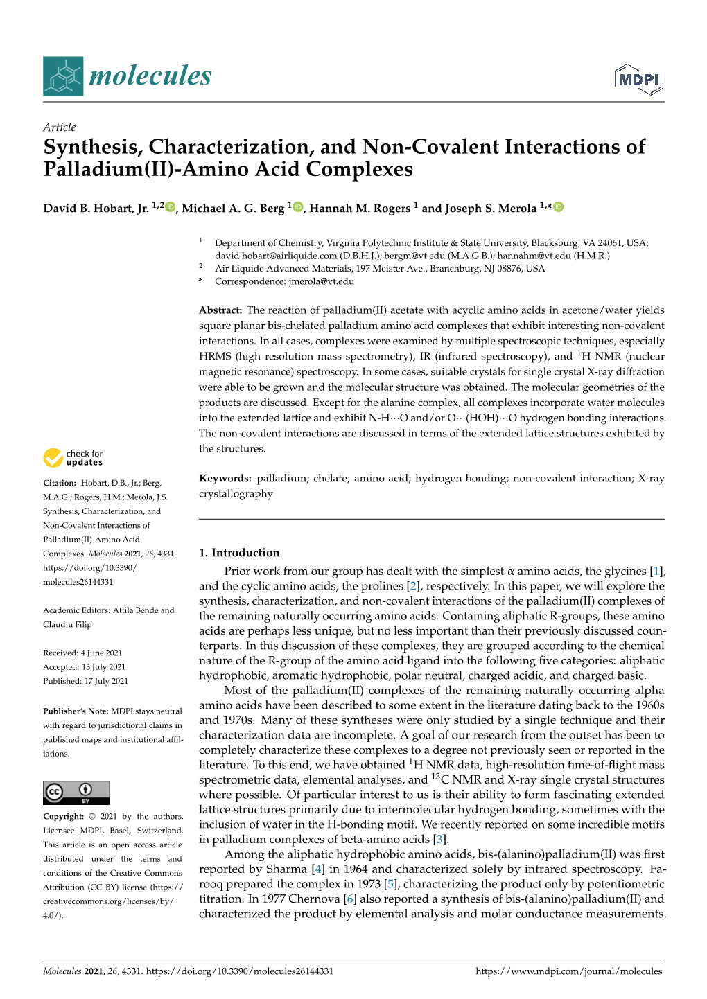 Amino Acid Complexes