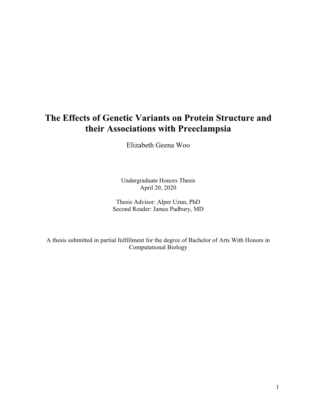 The Effects of Genetic Variants on Protein Structure and Their Associations with Preeclampsia