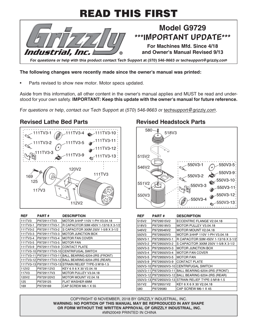 Combination Lathe/Mill Model G9729 Instruction Manual