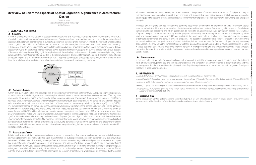 Overview of Scientific Aspects of Spatial Cognition: Significance in Architectural Information Involving Emotions, Feelings Etc