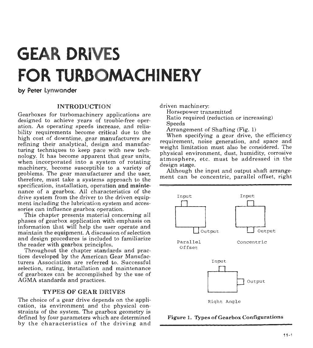 GEAR DRIVES for TURBOMACHINERY by Peter Lynwander