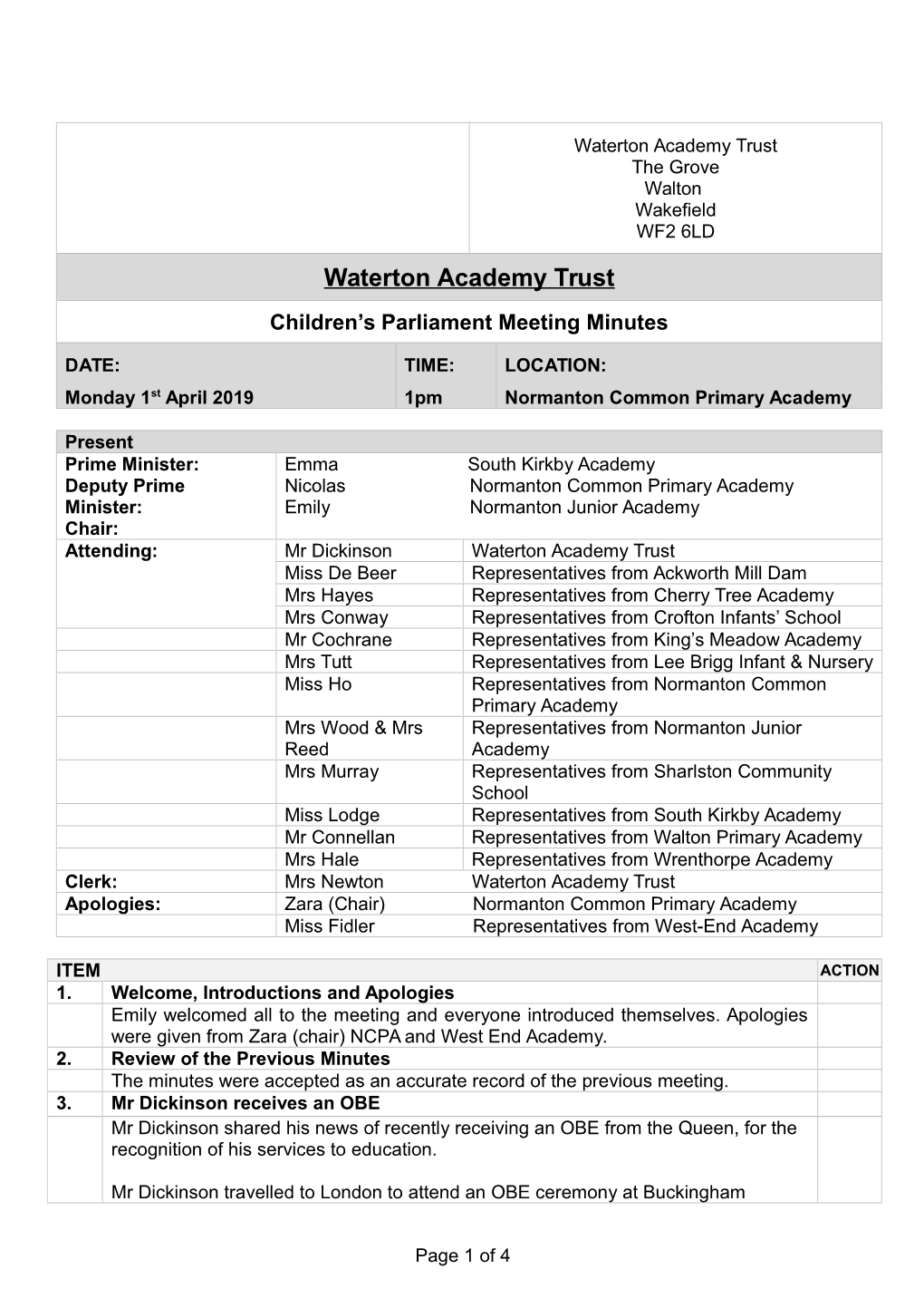 Meeting Minutes Template