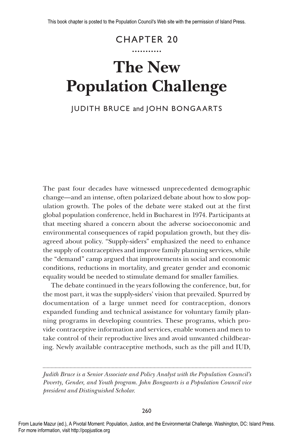 The New Population Challenge