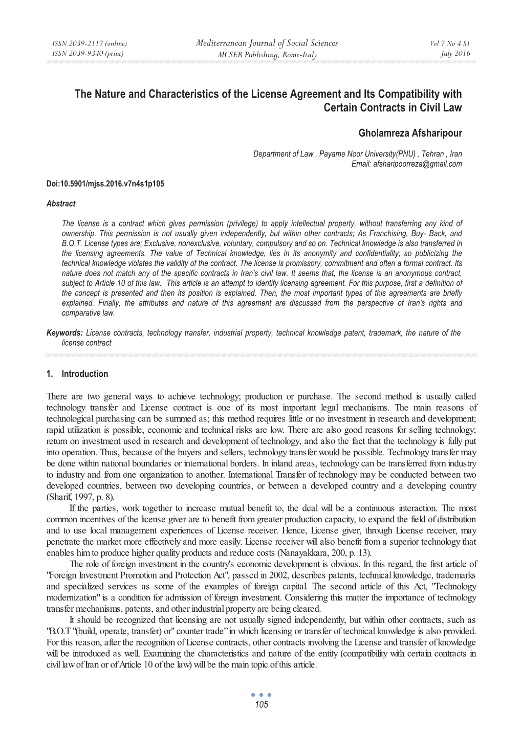 The Nature and Characteristics of the License Agreement and Its Compatibility with Certain Contracts in Civil Law