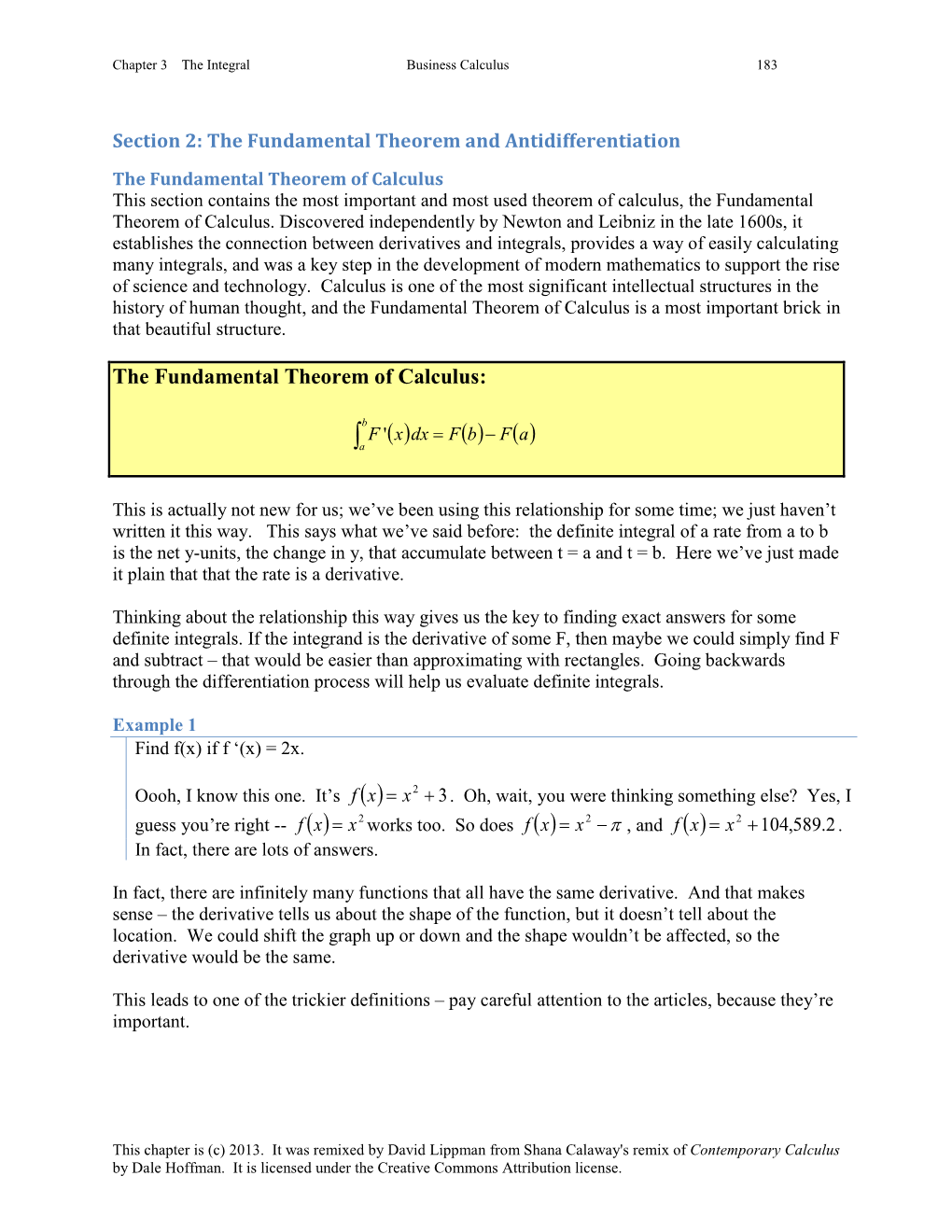 The Fundamental Theorem of Calculus