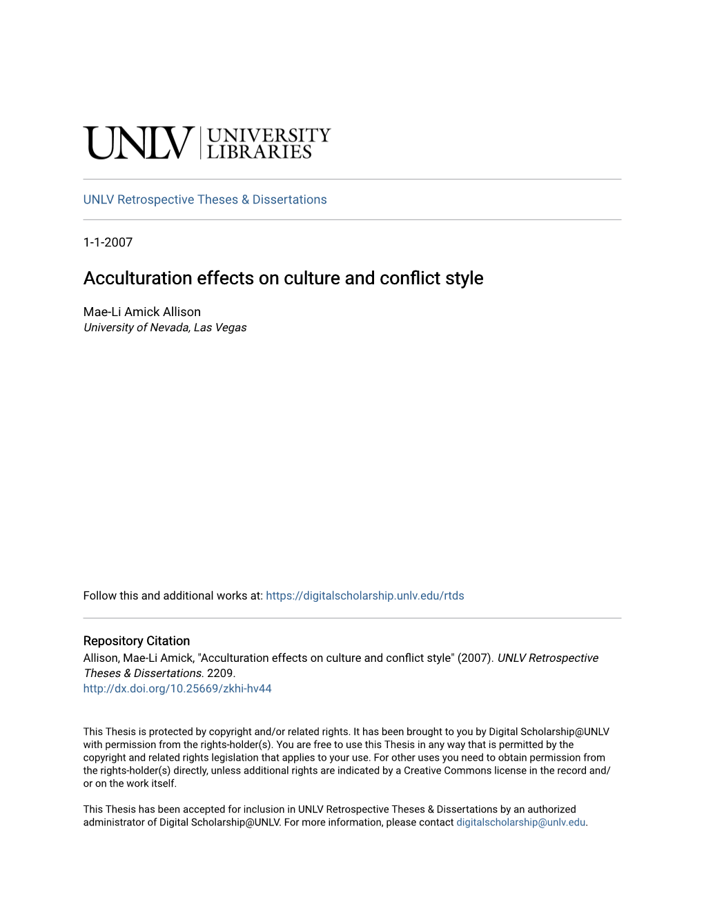 Acculturation Effects on Culture and Conflict Style