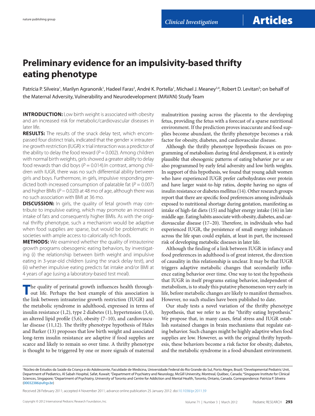 Preliminary Evidence for an Impulsivity-Based Thrifty Eating Phenotype