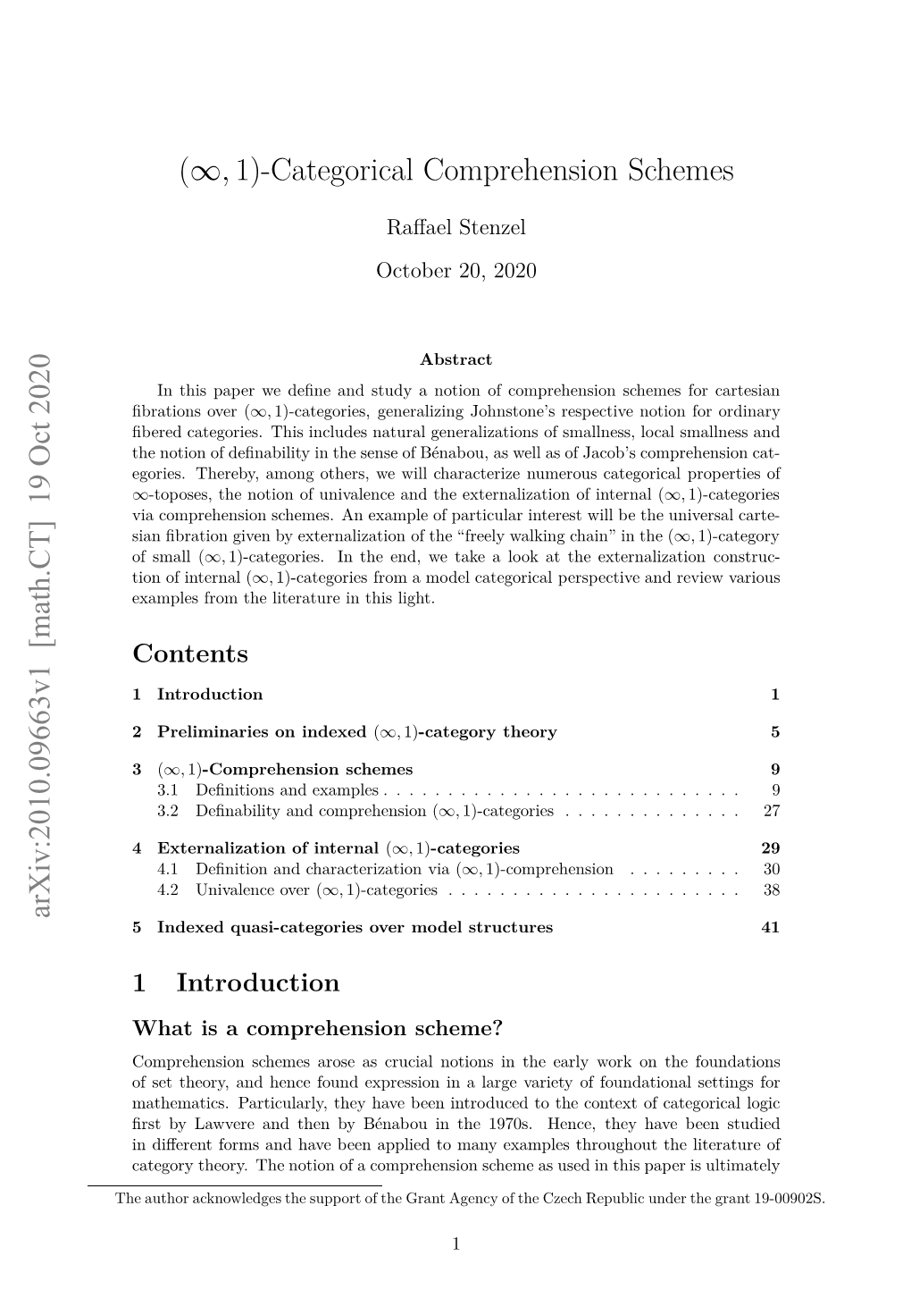 19 Oct 2020 (∞,1)-Categorical Comprehension Schemes