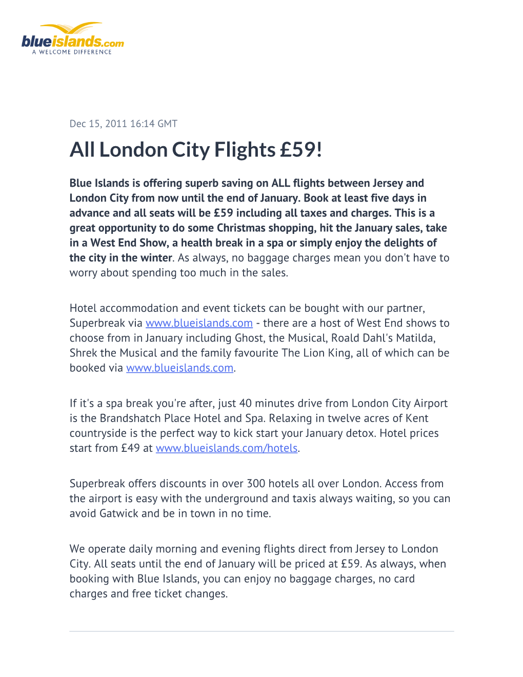 London City Flights £59!