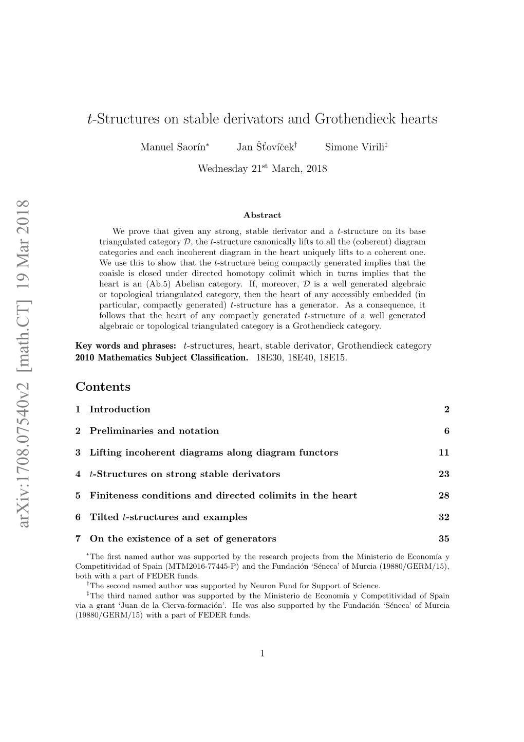 T-Structures on Stable Derivators and Grothendieck Hearts