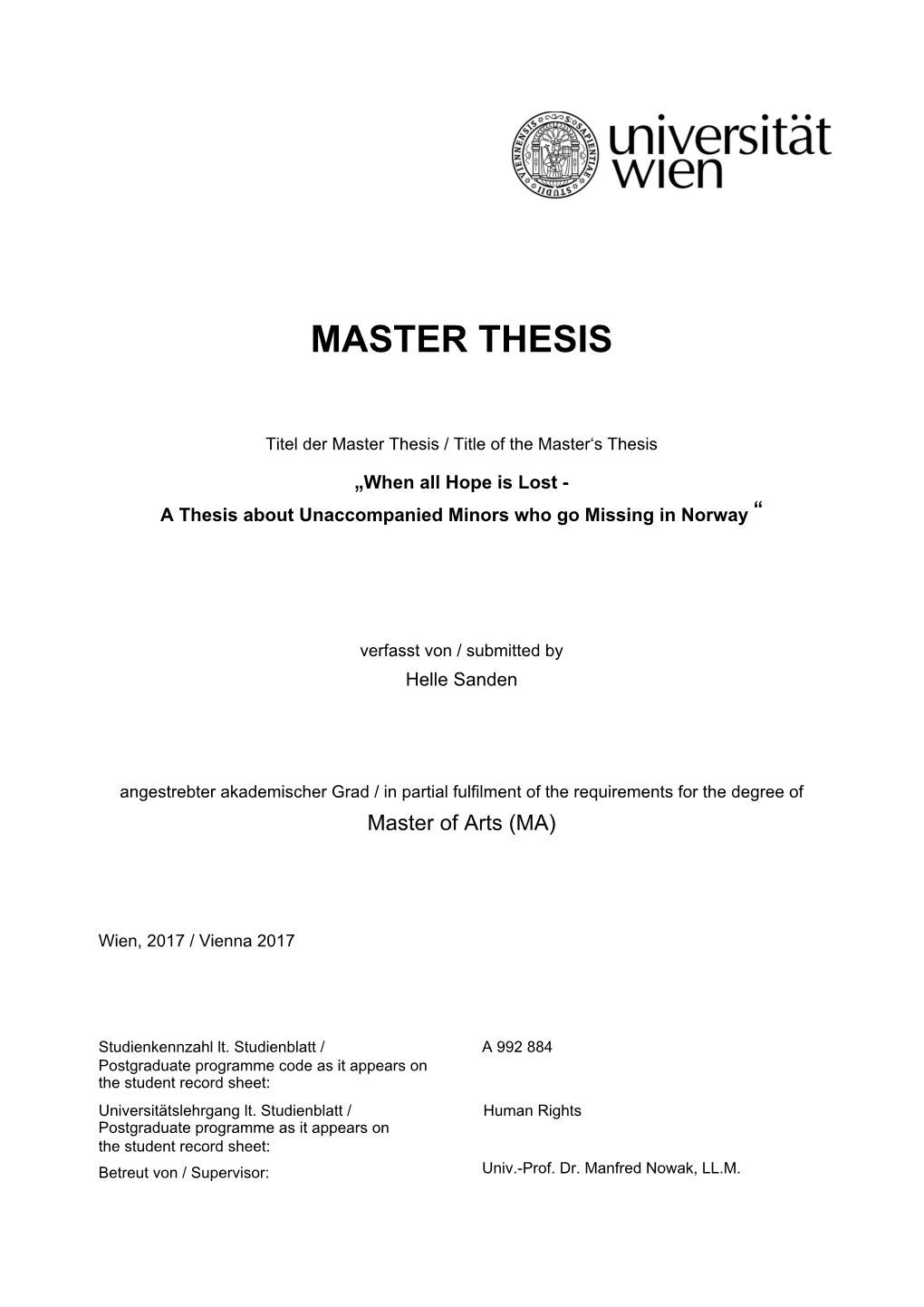 Master Thesis