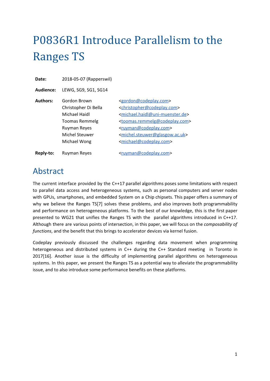 P0836R1 Introduce Parallelism to the Ranges TS