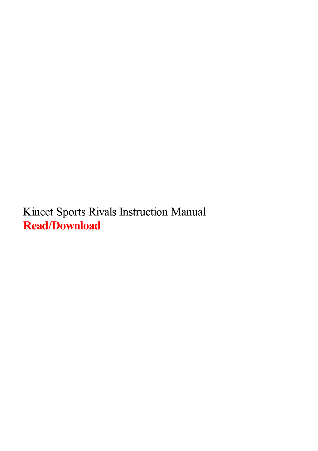 Kinect Sports Rivals Instruction Manual