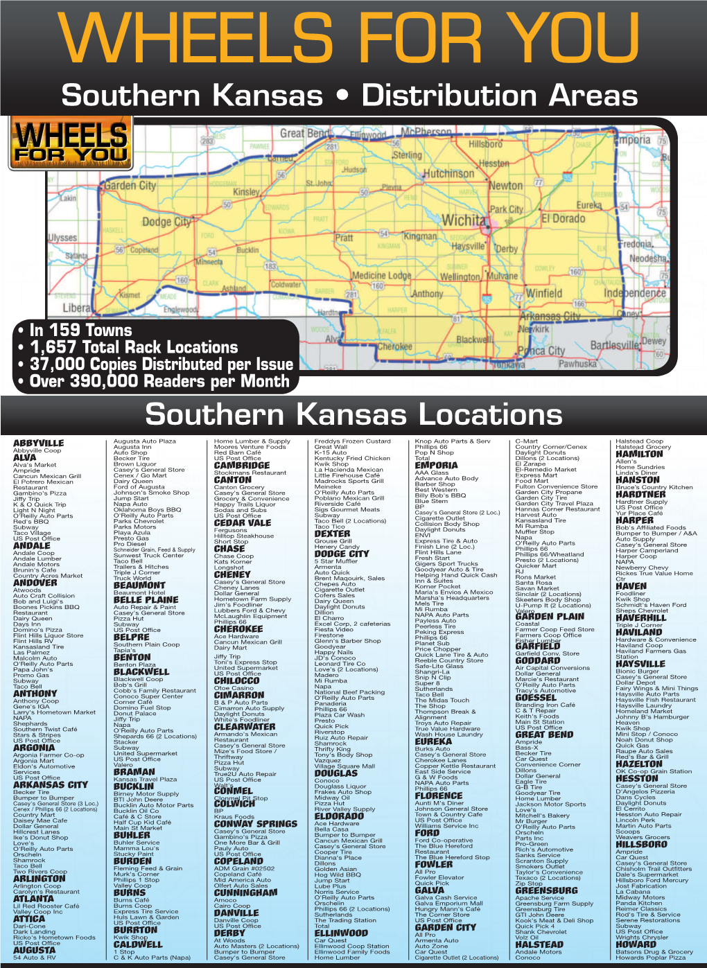 WHEELS for YOU Southern฀kansas฀•฀Distribution฀areas