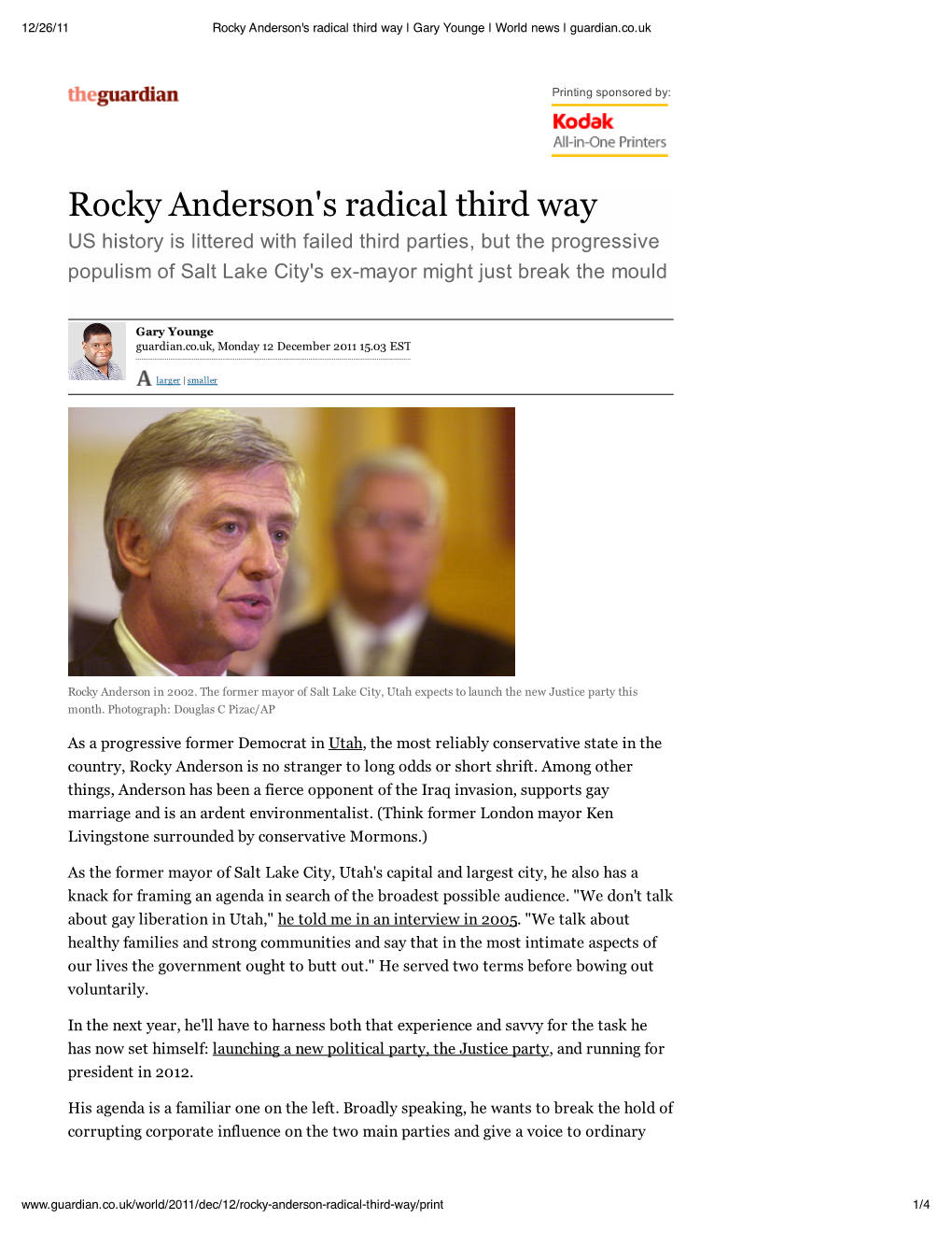 Rocky Anderson's Radical Third Way | Gary Younge | World News | Guardian.Co.Uk