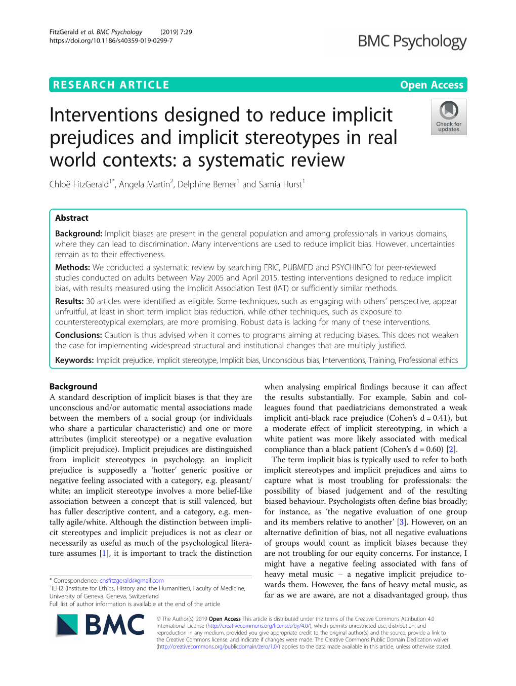 Interventions Designed to Reduce Implicit Prejudices and Implicit