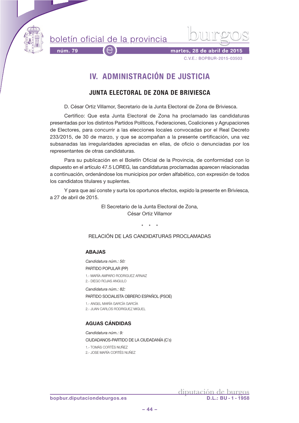 Junta Electoral De Zona De Briviesca