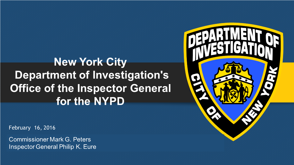 New York City Department of Investigation's Office of the Inspector General