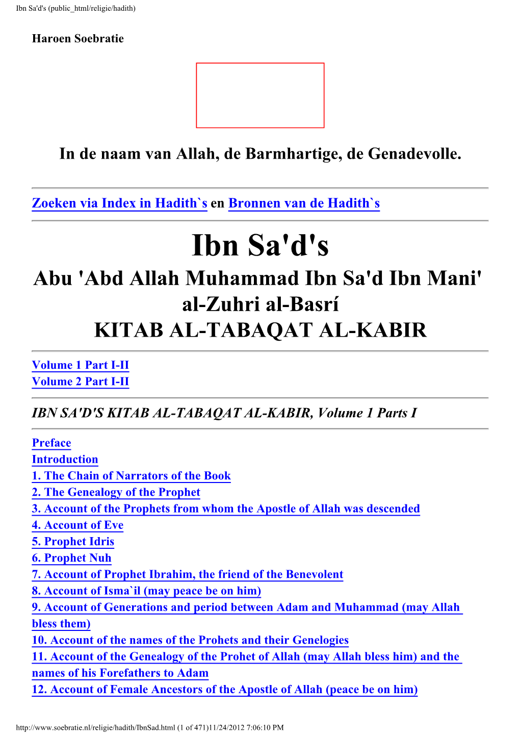 Ibn Sa'd's (Public Html/Religie/Hadith)