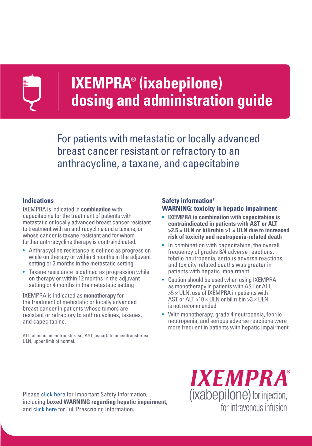 IXEMPRA® (Ixabepilone) Dosing and Administration Guide